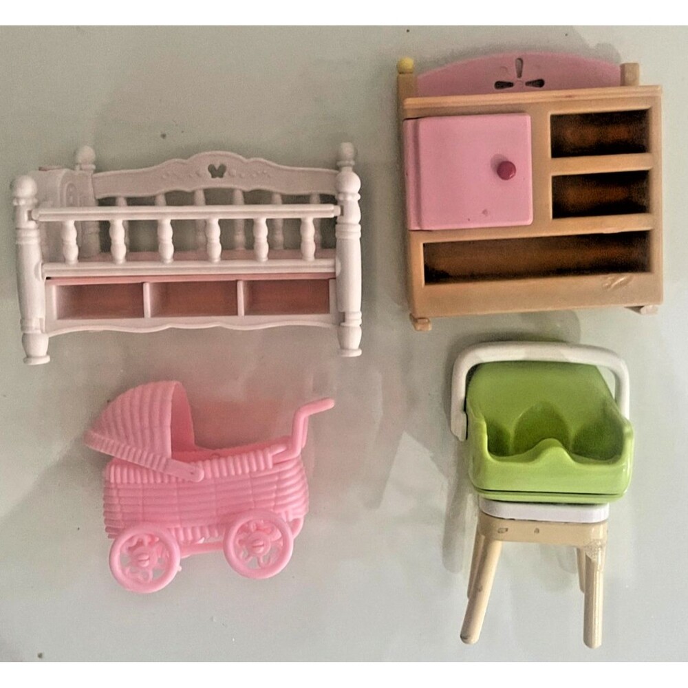 Calico Critters Sylvanian Nursery Furniture Crib Cabinet High Chair Stroller